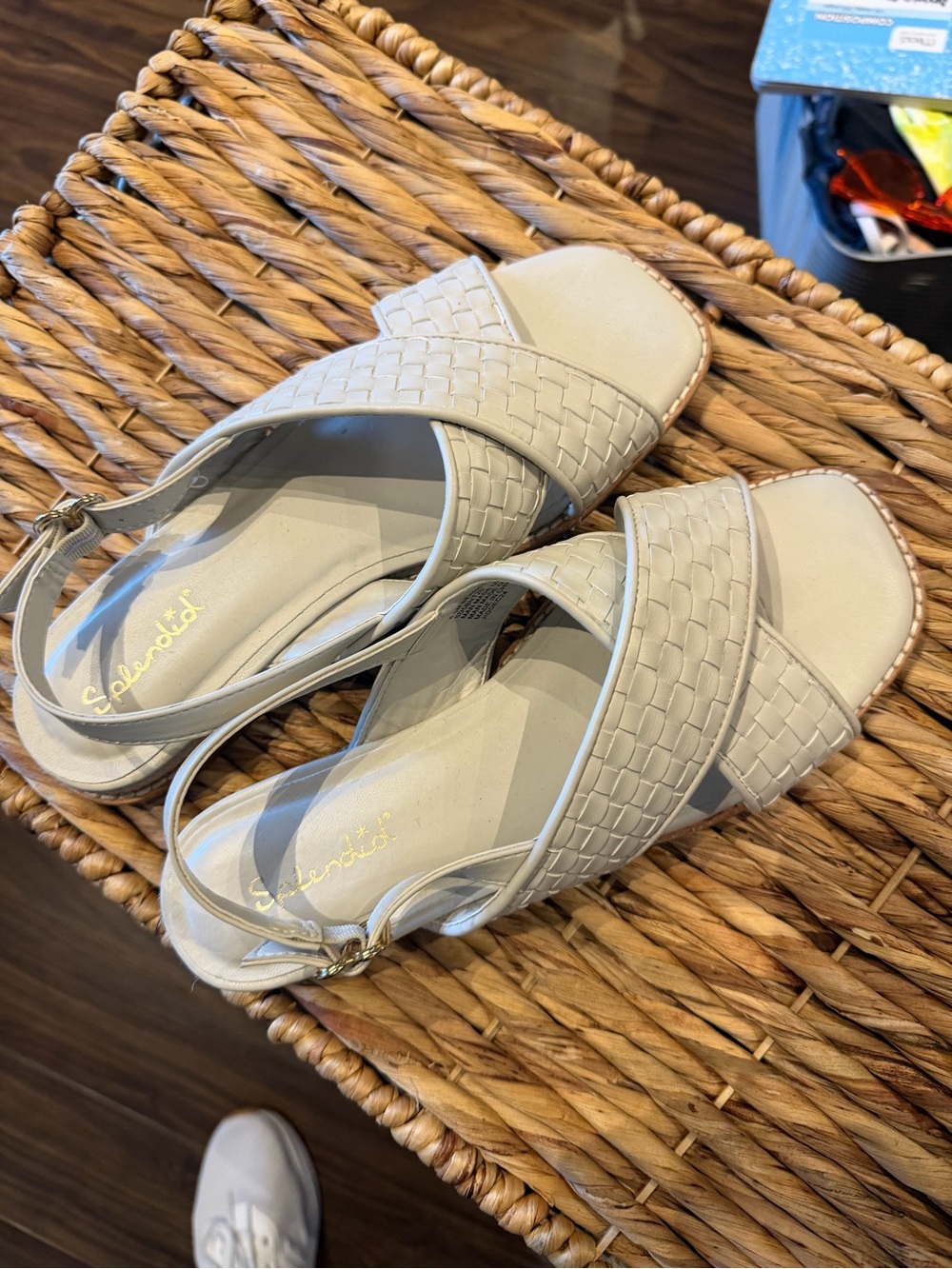 Splendid | Women's Woven Slingback Sandals in Light Cream | Size 8.5